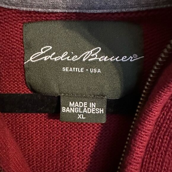 Eddie Bauer Men’s 1/4 Zip Pullover Dark Red Sweater. Mock Turtleneck. Size XL - Picture 6 of 7